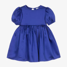 The Tiny Universe-Girls Blue Satin Sash Dress | Childrensalon Outlet