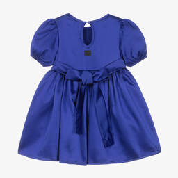 The Tiny Universe-Girls Blue Satin Sash Dress | Childrensalon Outlet