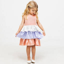 The Tiny Universe-Girls Copper Pink Satin Ruffle Dress | Childrensalon Outlet