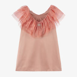 The Tiny Universe-Girls Copper Pink Satin & Tulle Dress | Childrensalon Outlet