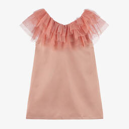 The Tiny Universe-Girls Copper Pink Satin & Tulle Dress | Childrensalon Outlet