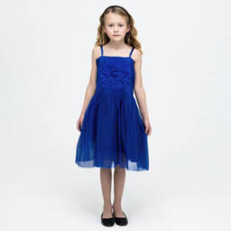 The Tiny Universe-Girls Elegant Blue Tulle Dress | Childrensalon Outlet