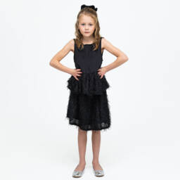The Tiny Universe-Girls Elegant Ebony Fringe Skirt | Childrensalon Outlet