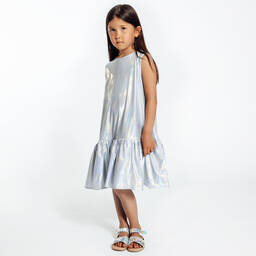 The Tiny Universe-Girls Iridescent Silver Sleeveless Dress | Childrensalon Outlet