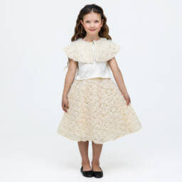 The Tiny Universe-توب تول وساتان لون عاجي للبنات | Childrensalon Outlet