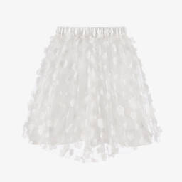 The Tiny Universe-Girls Ivory Tulle Flower Skirt | Childrensalon Outlet