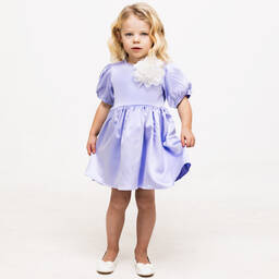 The Tiny Universe-Girls Lilac Purple Satin Dress | Childrensalon Outlet