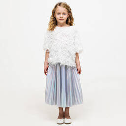 The Tiny Universe-Girls Metallic Silver Pleated Skirt  | Childrensalon Outlet