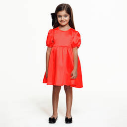 The Tiny Universe-فستان ساتان لون برتقالي نيون | Childrensalon Outlet