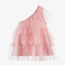 The Tiny Universe-Girls Pink Asymmetric Tulle Dress | Childrensalon Outlet