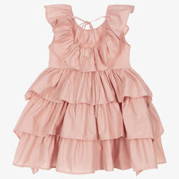 The Tiny Universe-Girls Pink Cotton Ruffle Dress | Childrensalon Outlet