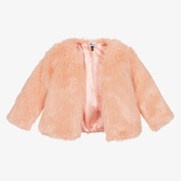 The Tiny Universe-جاكيت فرو صناعي لون زهري للبنات | Childrensalon Outlet