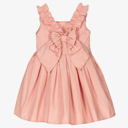 The Tiny Universe-Girls Pink Ruffle Poplin Dress | Childrensalon Outlet