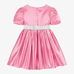 The Tiny Universe-فستان ساتان لون زهري مع حزام مزين بفيونكة | Childrensalon Outlet