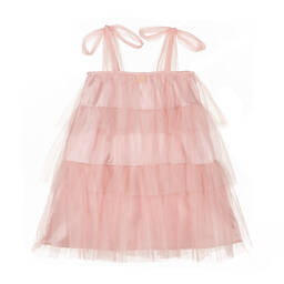 The Tiny Universe-Розовое платье из атласа и тюля | Childrensalon Outlet
