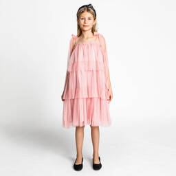 The Tiny Universe-Розовое платье из атласа и тюля | Childrensalon Outlet