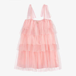 The Tiny Universe-Girls Pink Tiered Tulle Dress | Childrensalon Outlet
