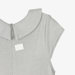 The Tiny Universe-Girls Silver Lurex Collared Dress | Childrensalon Outlet