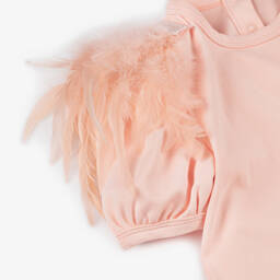 The Tiny Universe-Girls Soft Pink Feathered Dress | Childrensalon Outlet
