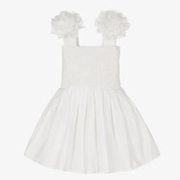 The Tiny Universe-Girls White Cotton Flower Dress | Childrensalon Outlet