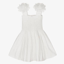The Tiny Universe-Girls White Cotton Flower Dress | Childrensalon Outlet