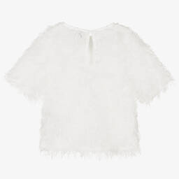 The Tiny Universe-Girls White Fluffy T-Shirt | Childrensalon Outlet