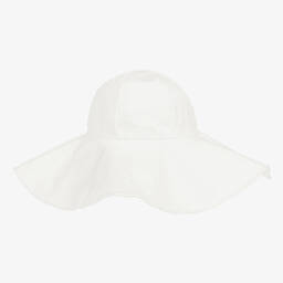 The Tiny Universe-Girls White Organic Cotton Sun Hat | Childrensalon Outlet