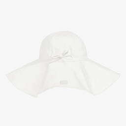 The Tiny Universe-Girls White Organic Cotton Sun Hat | Childrensalon Outlet