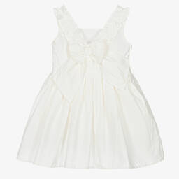 The Tiny Universe-Girls White Ruffle Poplin Dress | Childrensalon Outlet
