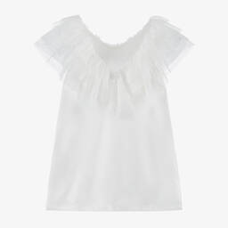 The Tiny Universe-Girls White Satin & Tulle Dress | Childrensalon Outlet