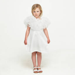 The Tiny Universe-Girls White Satin & Tulle Dress | Childrensalon Outlet