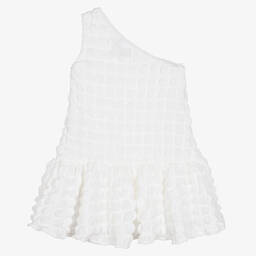 The Tiny Universe-Белое платье с текстурными квадратами | Childrensalon Outlet