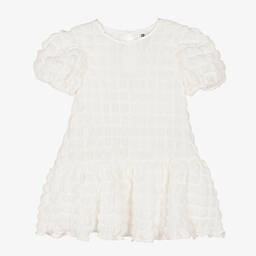 The Tiny Universe-Girls White Textured Square Dress | Childrensalon Outlet