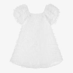 The Tiny Universe-Girls White Tulle Puffed Sleeve Dress | Childrensalon Outlet