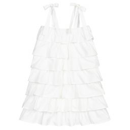 The Tiny Universe-White Cotton Ruffle Dress | Childrensalon Outlet