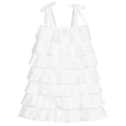 The Tiny Universe-White Cotton Ruffle Dress | Childrensalon Outlet