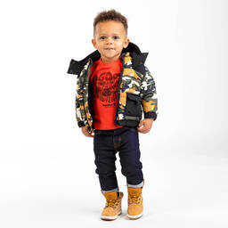 Timberland-معطف مبطن لون أسود وأخضر للأولاد | Childrensalon Outlet