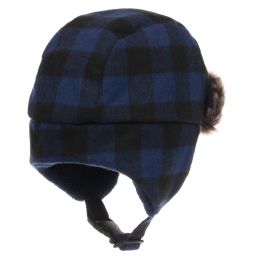 Timberland-Blue Checked Ushanka Hat  | Childrensalon Outlet