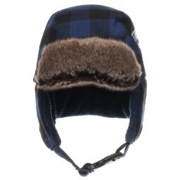 Timberland-Blue Checked Ushanka Hat  | Childrensalon Outlet