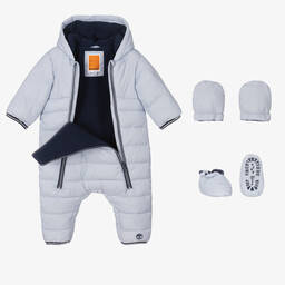 Timberland-أوفرول شتوي مبطن لون أزرق فاتح للمواليد | Childrensalon Outlet
