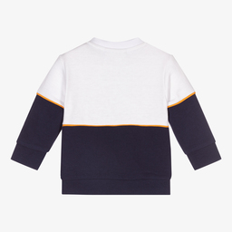 Timberland-سويتشيرت أطفال ولادي قطن عضوي جيرسي لون كحلي وأبيض | Childrensalon Outlet