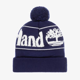 Timberland-Бело-синяя шапка с помпоном | Childrensalon Outlet