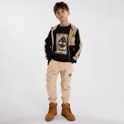 Timberland-Boys Beige Cotton Cargo Trousers | Childrensalon Outlet