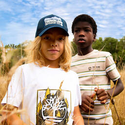 Timberland-Boys Beige Stripe Organic Cotton T-Shirt | Childrensalon Outlet