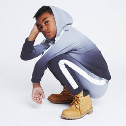 Timberland-توب هودي بسحّاب قطن جيرسي لون أزرق للأولاد | Childrensalon Outlet