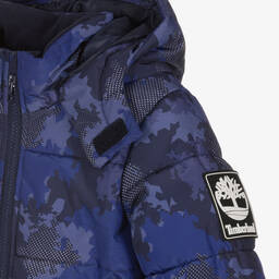 Timberland-Синий пуховик с капюшоном для мальчиков | Childrensalon Outlet