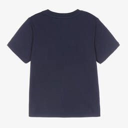 Timberland-Boys Blue Logo Cotton T-Shirt | Childrensalon Outlet