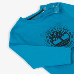 Timberland-Boys Blue Logo Long Sleeve Top | Childrensalon Outlet