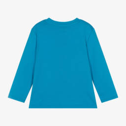 Timberland-Boys Blue Logo Long Sleeve Top | Childrensalon Outlet