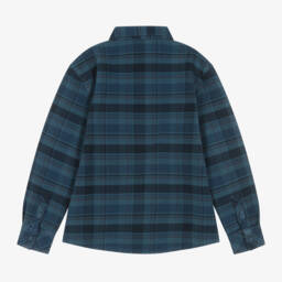Timberland-Boys Checked Blue Cotton Shirt | Childrensalon Outlet